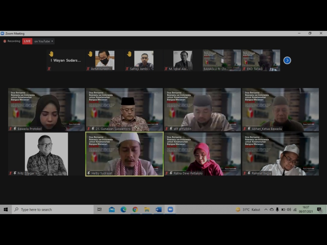 Bawaslu Se-Indonesia Panjatkan Doa Agar Pandemi Covid-19 Segera Hilang