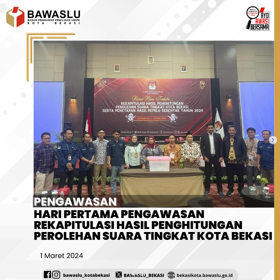 Rekapitulasi Hasil Perhitungan Perolehan Suara Tingkat Kota Bekasi