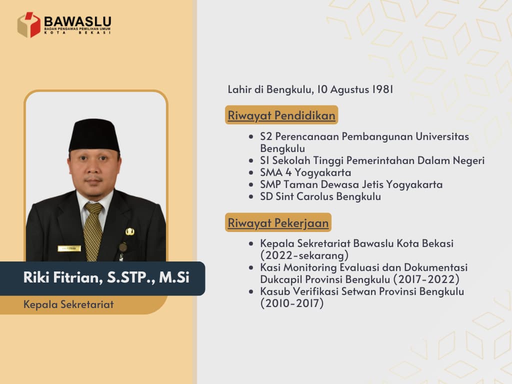 KEPALA SEKRETARIAT BAWASLU KOTA BEKASI