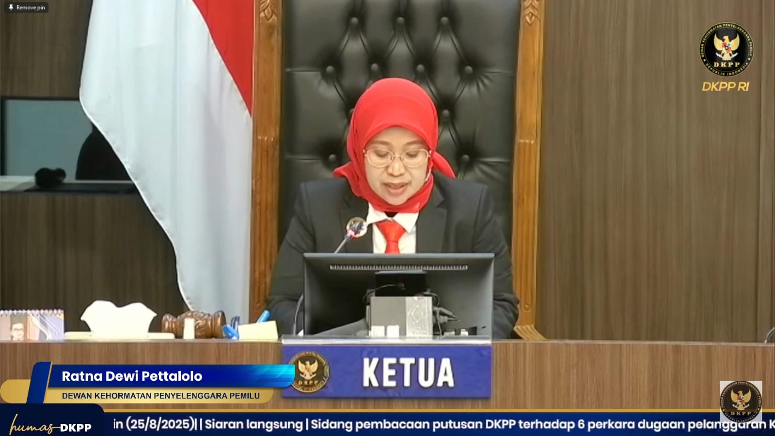 Sidang DKPP Pembacaan putusan untuk Ketua dan Anggota Bawaslu Kota bekasi